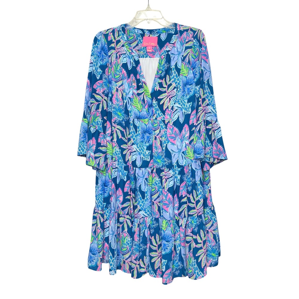 Lilly Pulitzer Gabriel Tiered 3/4 Sleeve Dress‎ Size 12